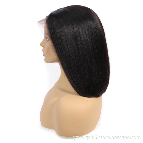 100% Cuticle Aligned Virgin Hair 13*4 Lace Front Bob Wig, Unprocessed Brazilian Human Hair Short Bob Wigs